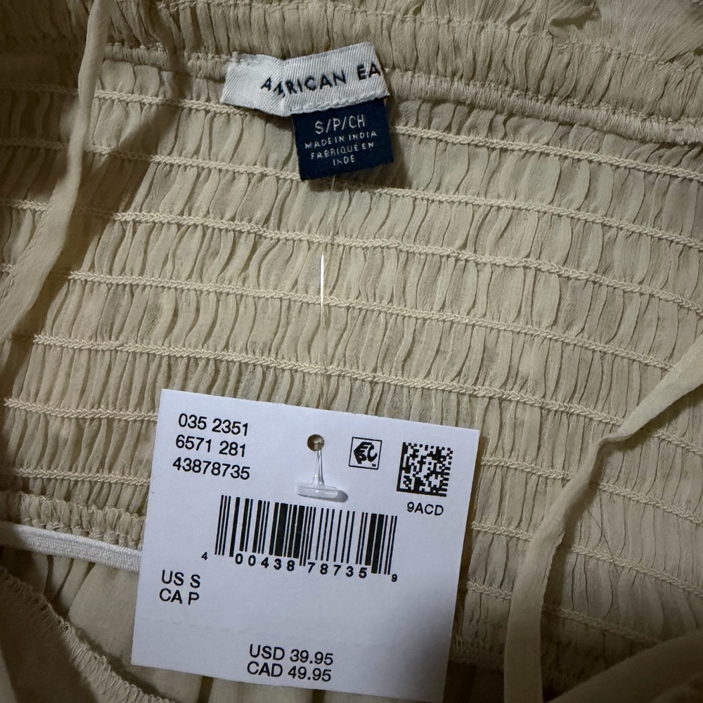 American Eagle Outfitters Beige Smocked Top - Picture 3 of 3